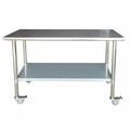 Fine-Line 24 x 60 in. Stainless Steel Work Table with Casters FI200500